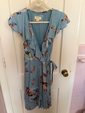 Maeve Light Blue Floral Wrap Dress